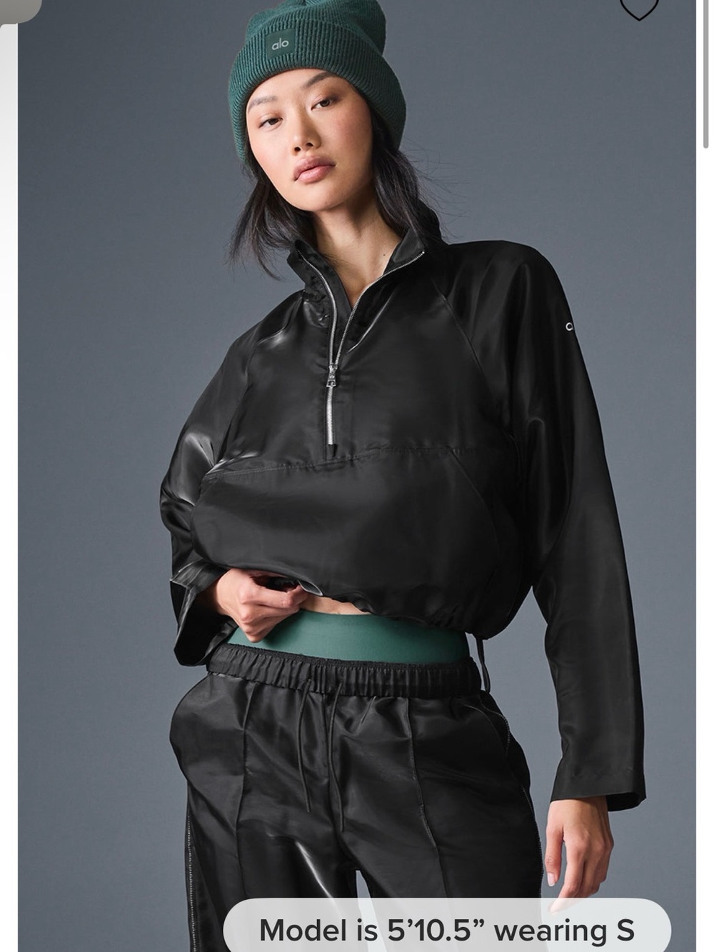ALO YOGA NWT CROPPED AFTERGLOW PULLOVER BLACK SMALL